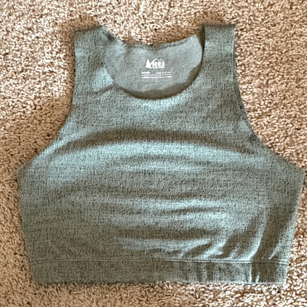 REI Olive Green Ribbed Tank Crop Top